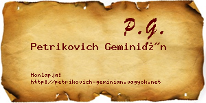 Petrikovich Geminián névjegykártya
